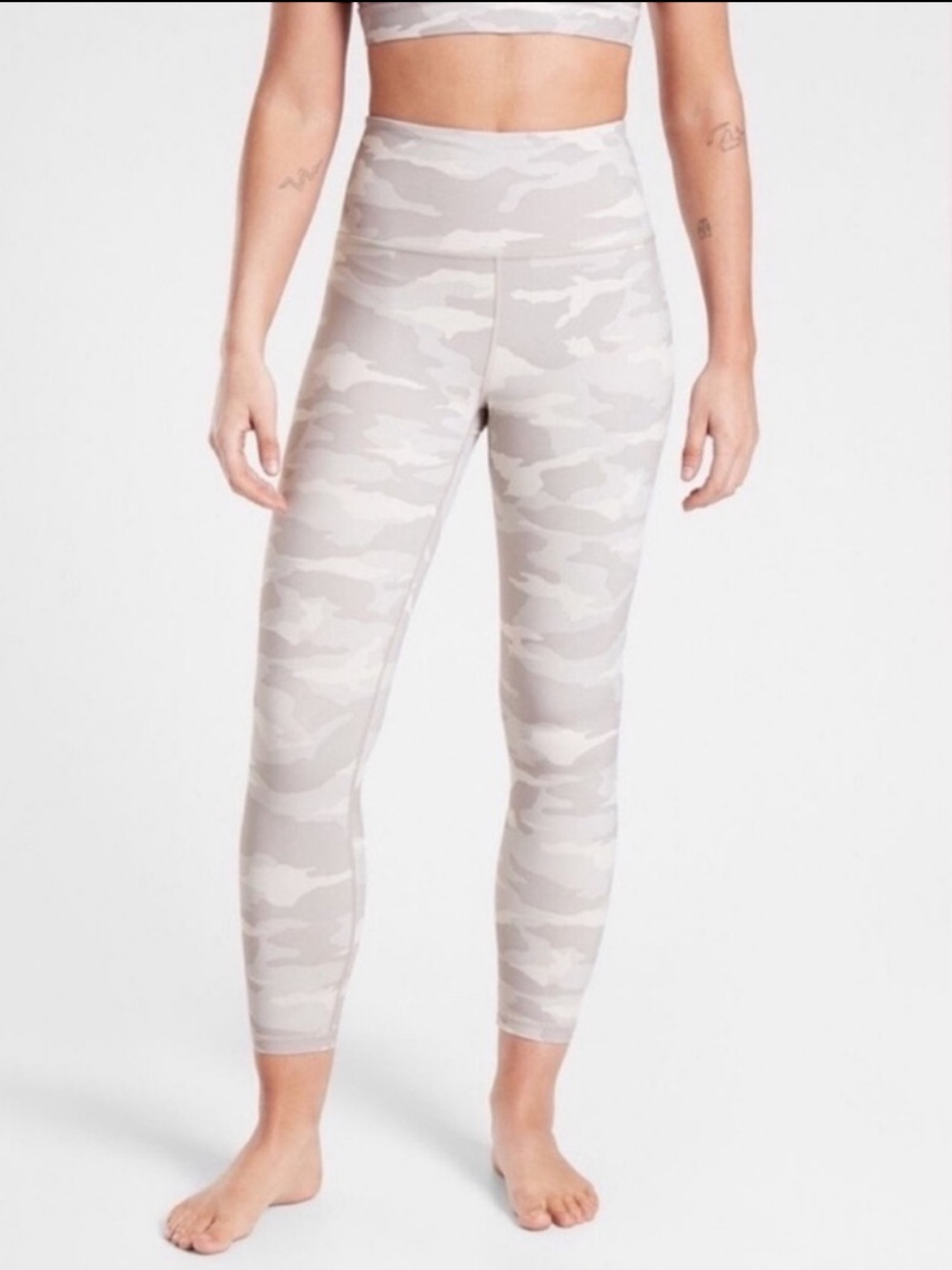 NWOT Athleta Elation 7/8 yoga sz LP tights / leggings abalone grey camo print
